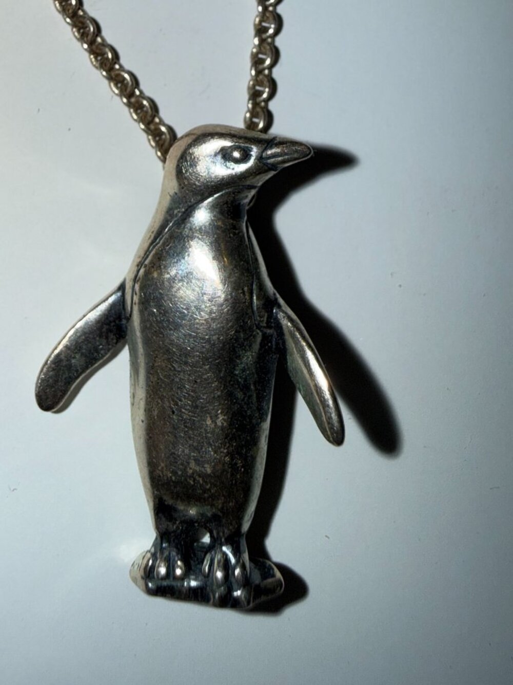 Vintage Kabana Sterling Silver King Penguin Pendant Necklace